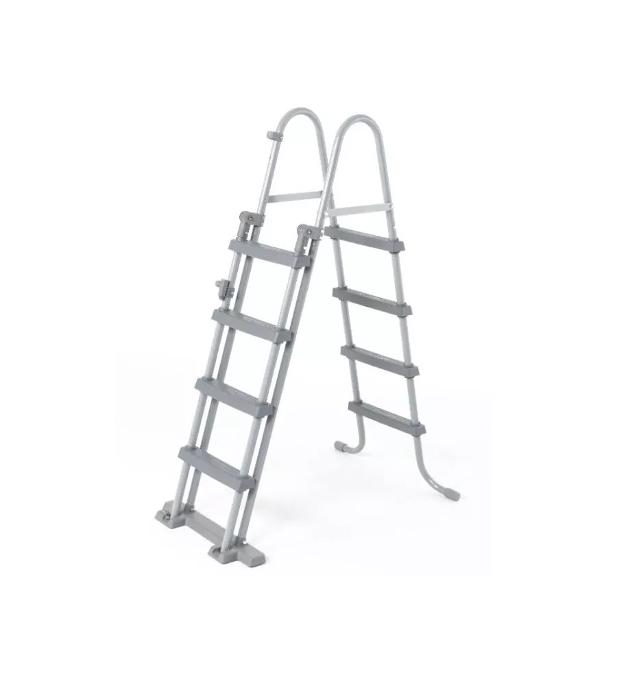 PISCINA FUORI TERRA CON STRUTTURA RETTANGOLARE BESTWAY "POWER STEEL FRAME" CON FILTRO A SABBIA, SCALETTA E TELO DI COPERTURA GRIGIO CHIARO 488X244X122 CM  - COD. 56671